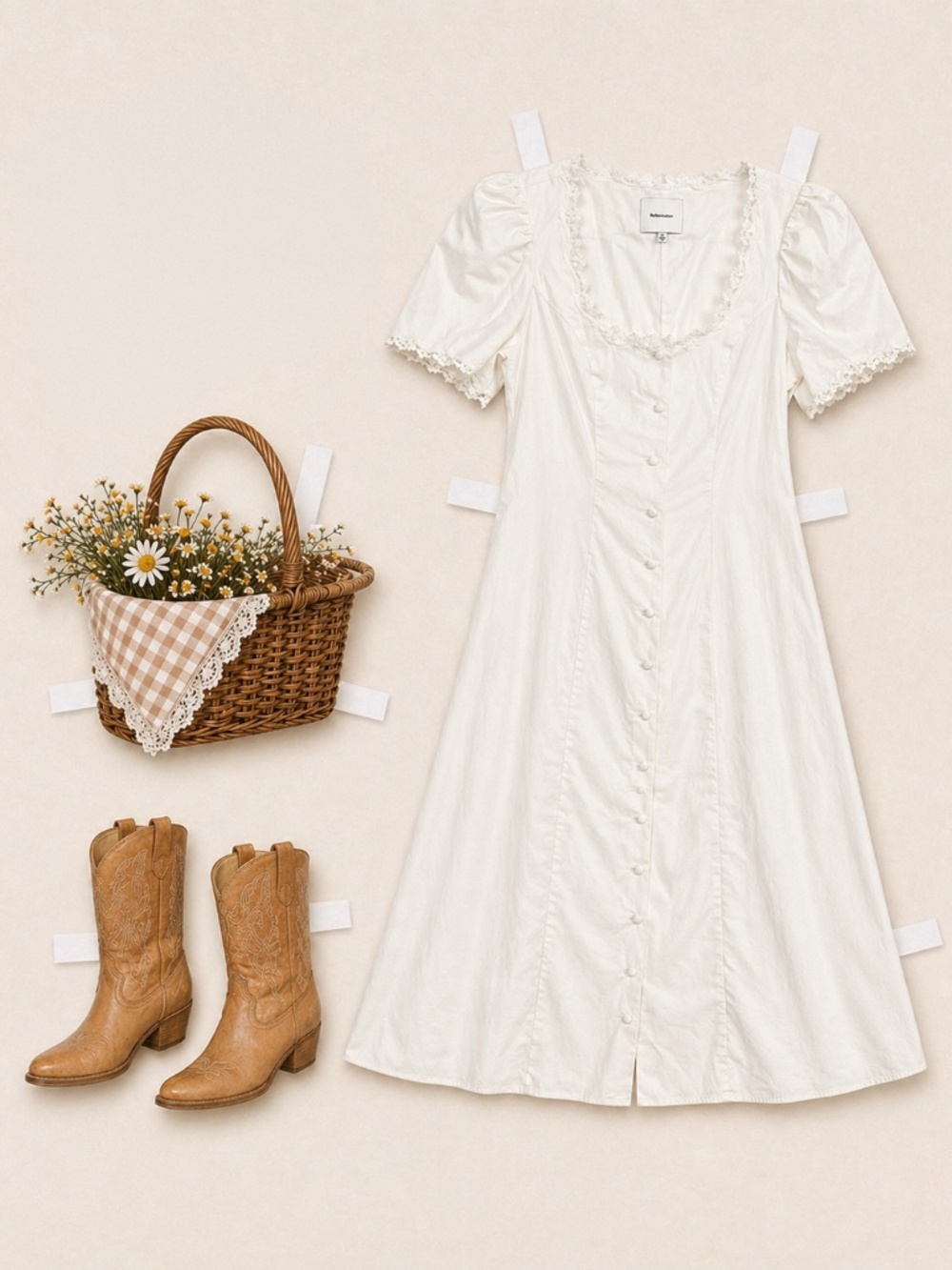 Reformation Alida Midi Dress, romantic, cottagecore, beachy dress. Size 4 NWOT - Picture 2 of 10